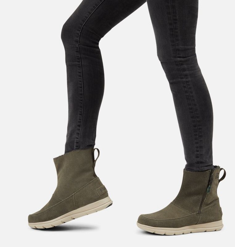 Botas Nieve Sorel Mujer - ™ Explorer Zip Bajas Verde Oscuro - 17549-DJEK